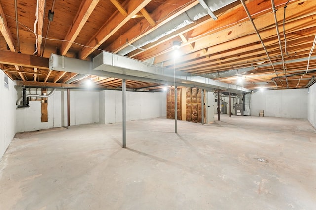 basement with heating unit