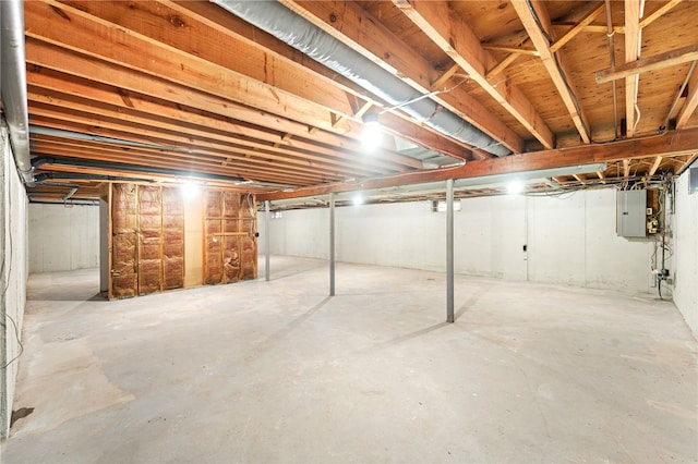 basement featuring electric panel