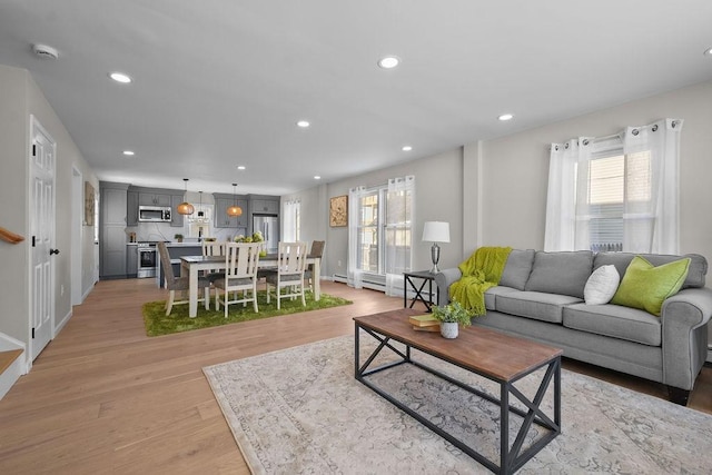 living room featuring light wood-type flooring