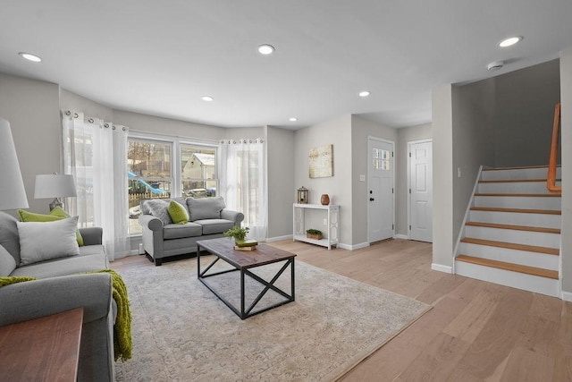 living room featuring light hardwood / wood-style flooring