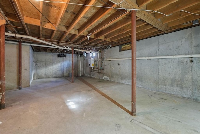 basement with water heater