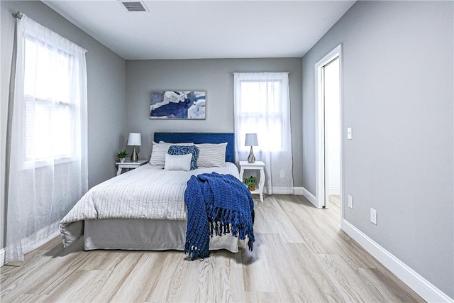 bedroom featuring light wood-type flooring