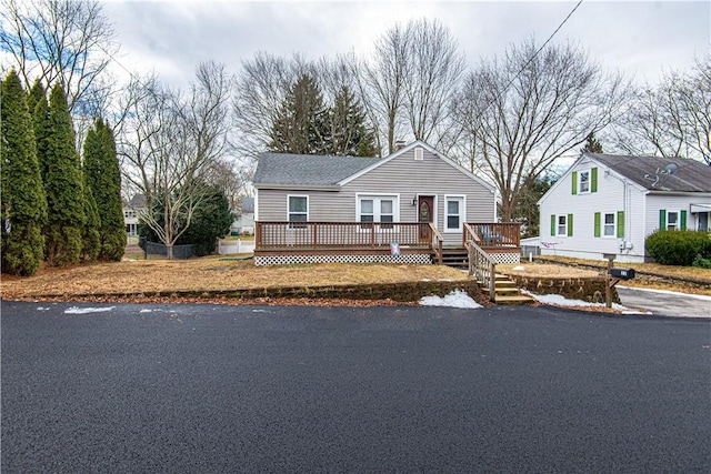 view of front of property featuring a deck