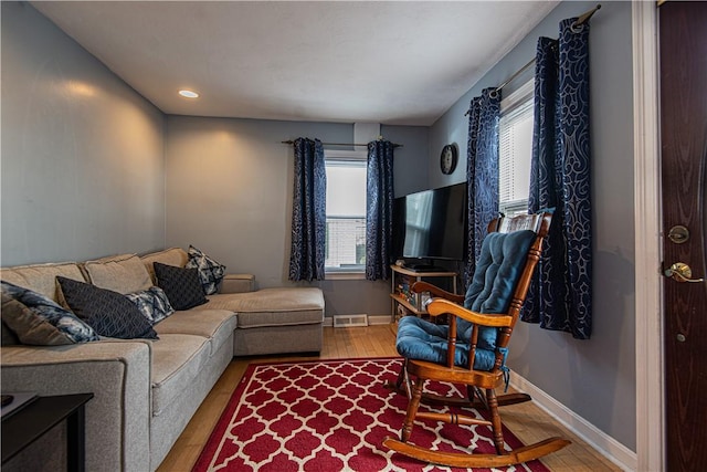 living room featuring wood-type flooring