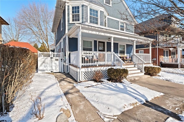 view of front facade featuring covered porch