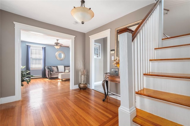 foyer with light hardwood / wood-style floors