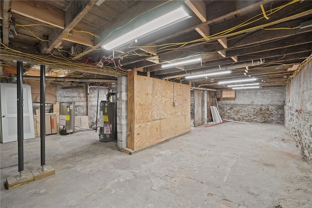 basement with water heater