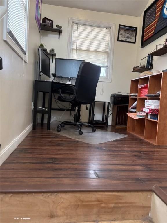 office space featuring hardwood / wood-style floors