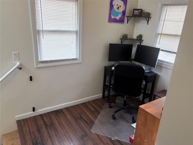 office with hardwood / wood-style flooring