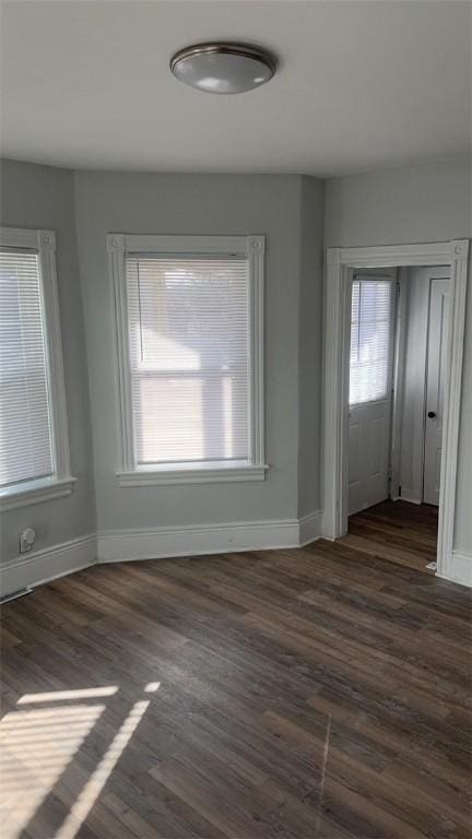 interior space with dark hardwood / wood-style floors and a wealth of natural light