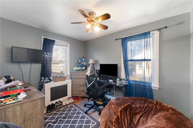 home office with ceiling fan