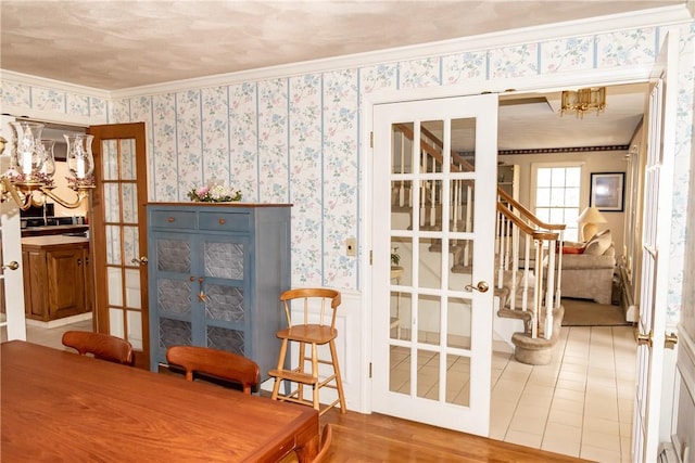 interior space with crown molding and wood-type flooring