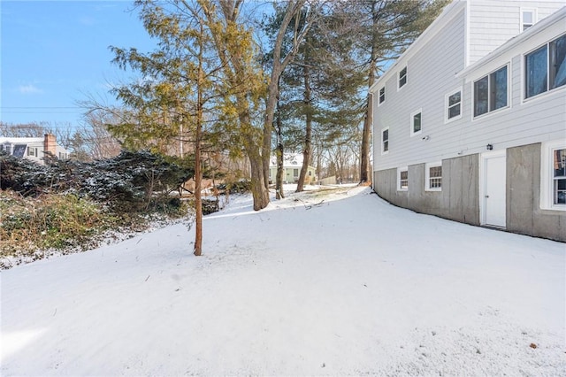 view of yard covered in snow