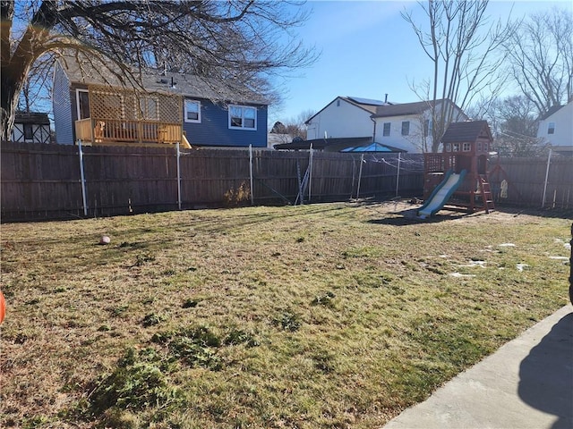 view of yard with a playground