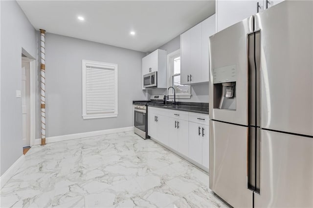 kitchen featuring white cabinetry, sink, and stainless steel appliances