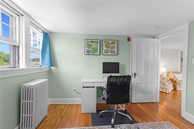 45 Ayrault St Unit 11, Newport, RI 02840 - office area featuring radiator and light wood-type flooring