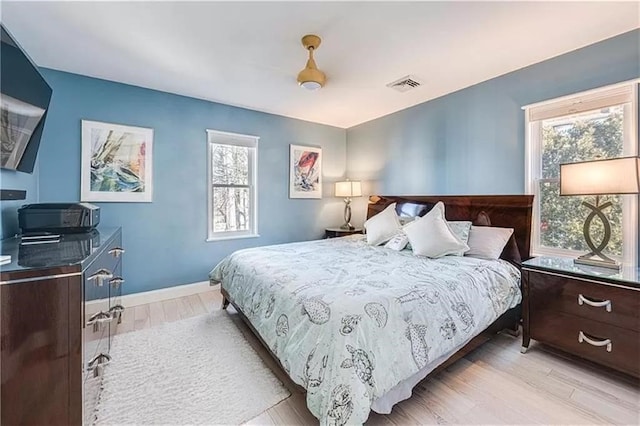 bedroom with light hardwood / wood-style flooring