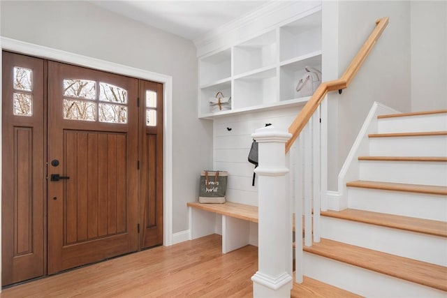 entrance foyer with light hardwood / wood-style floors