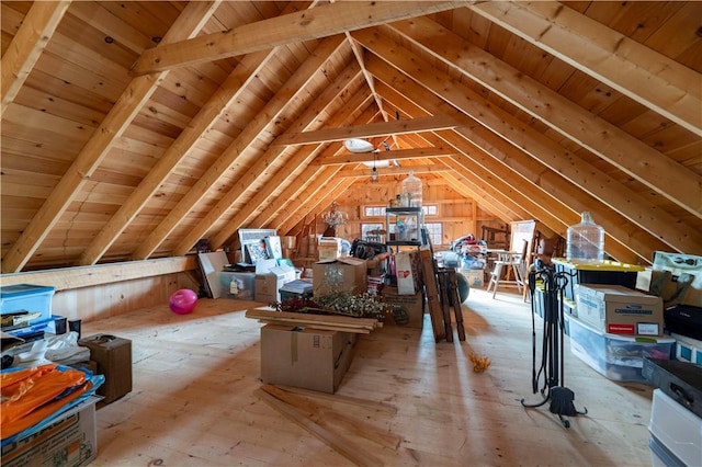 view of unfinished attic