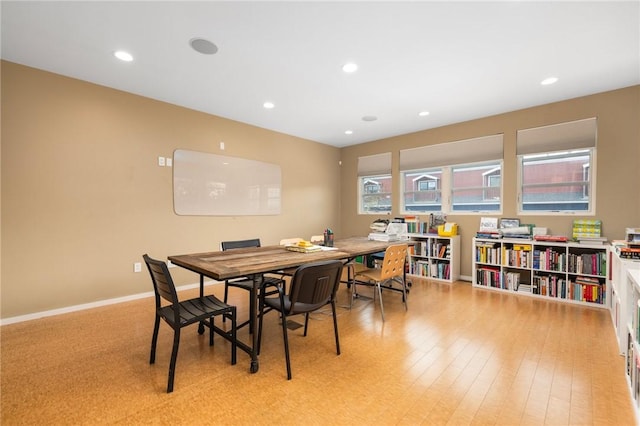 dining area with light wood-type flooring