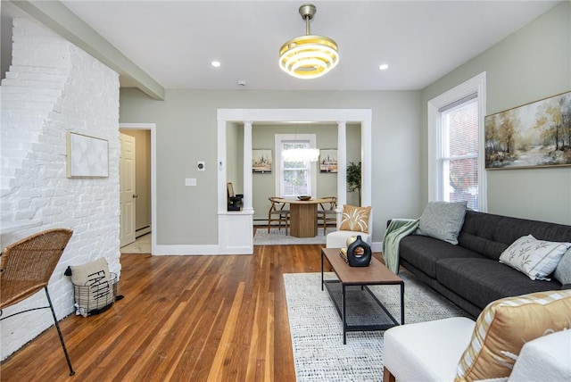 living room with wood-type flooring