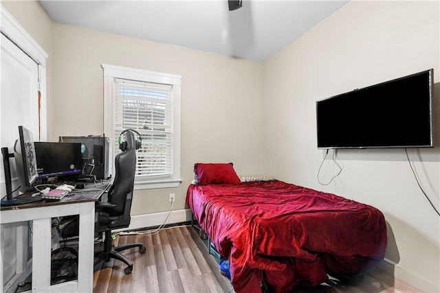 bedroom with hardwood / wood-style flooring