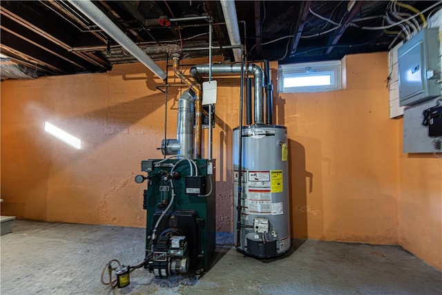 utility room with water heater