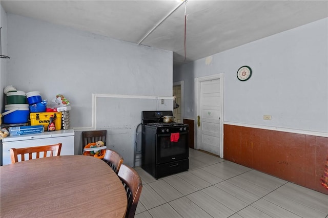 kitchen with black range with gas stovetop