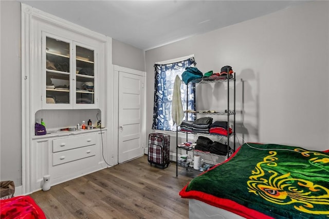 bedroom with wood-type flooring