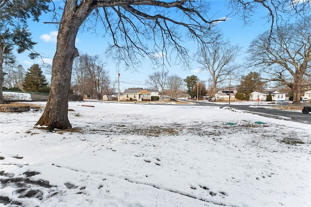 view of yard covered in snow