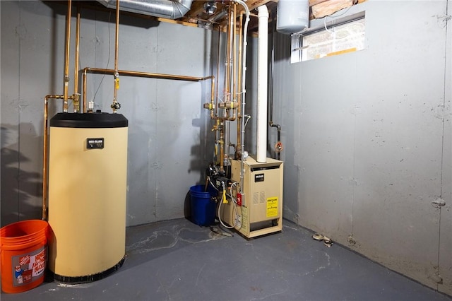 utility room with gas water heater