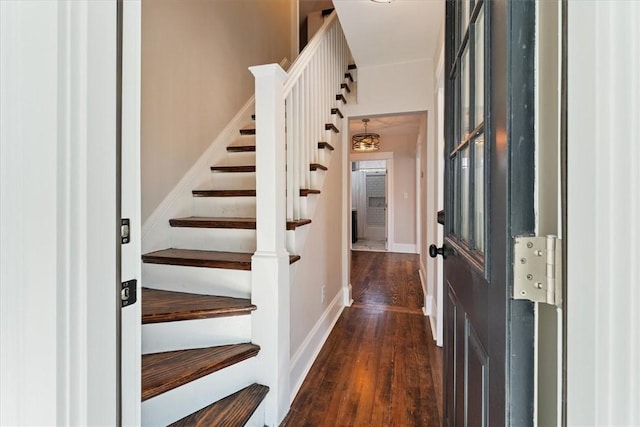 foyer with dark hardwood / wood-style flooring