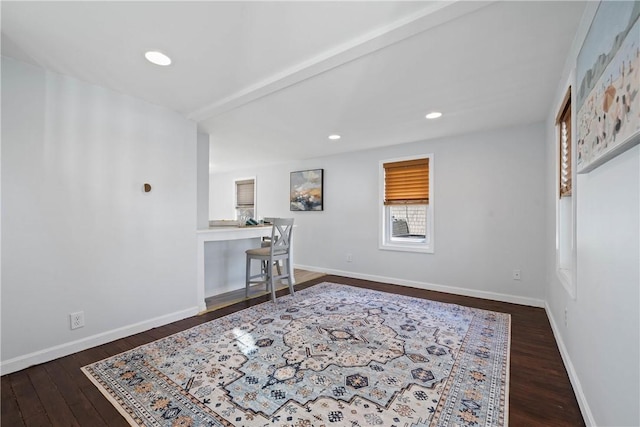 interior space with dark hardwood / wood-style flooring