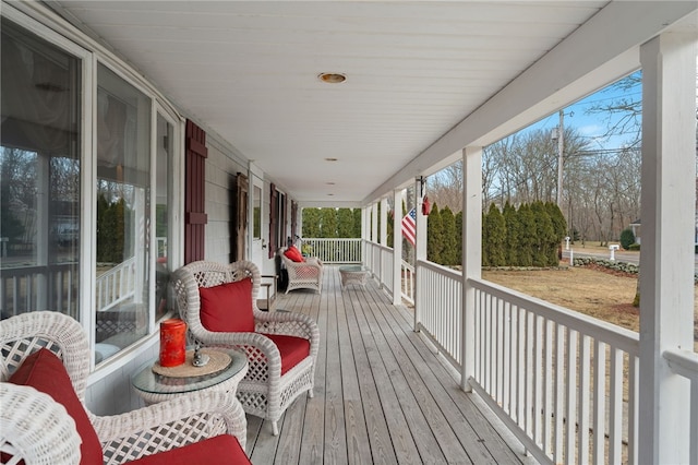 deck featuring a porch