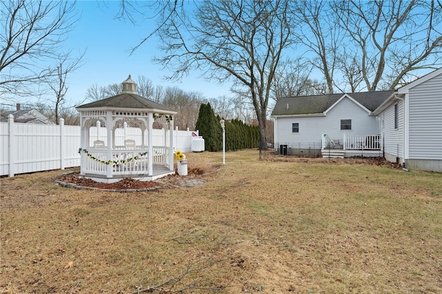 view of yard featuring a gazebo and cooling unit