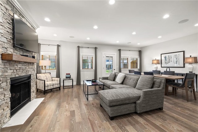 3 White Hawk Rdg, Richmond, RI 02898 - living room with a fireplace and dark hardwood / wood-style flooring