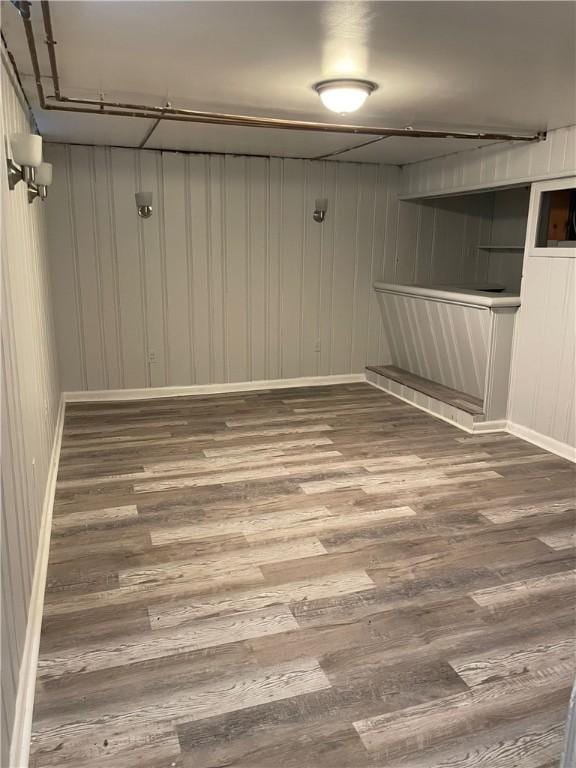 basement featuring hardwood / wood-style floors