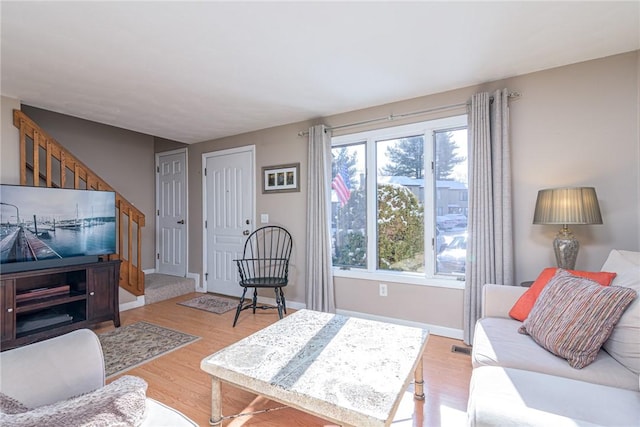 living room with light wood-type flooring