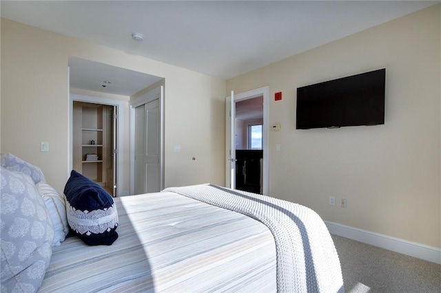 bedroom with a closet and carpet flooring