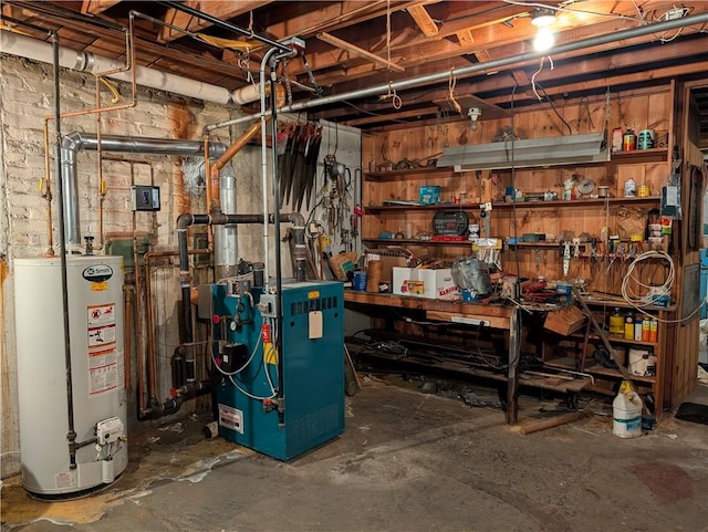 utility room featuring gas water heater