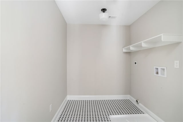 washroom with electric dryer hookup and washer hookup