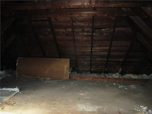 view of unfinished attic