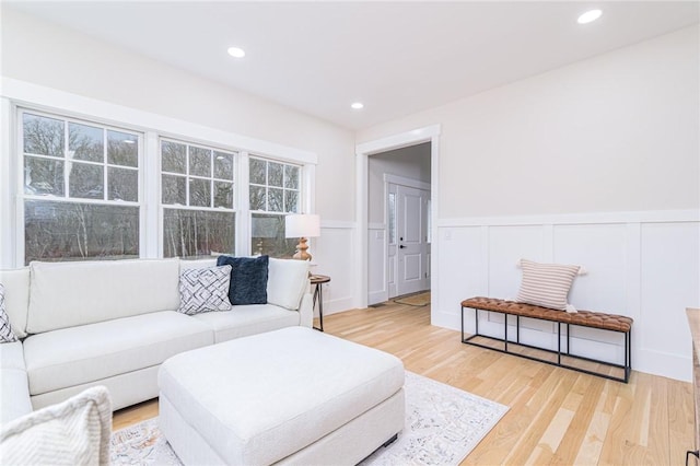 living room featuring light hardwood / wood-style floors