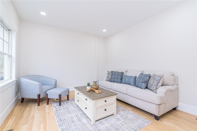 living room with light wood-type flooring