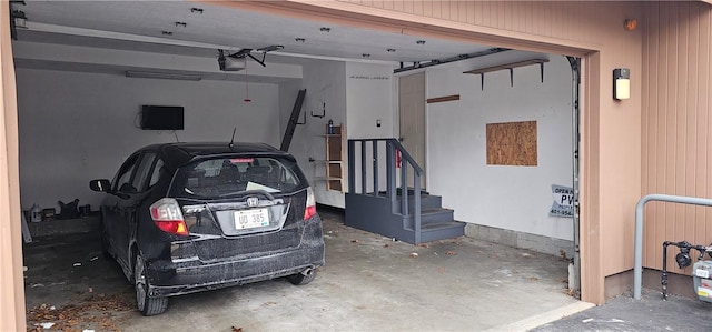 garage with a garage door opener