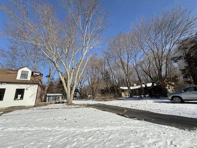 view of yard layered in snow