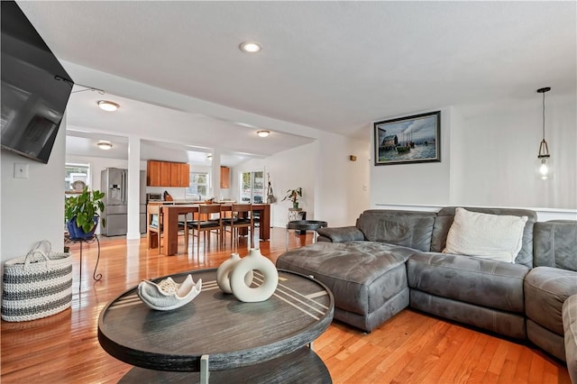 living room featuring light hardwood / wood-style flooring