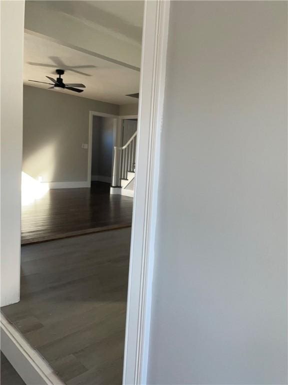 hallway featuring dark hardwood / wood-style floors