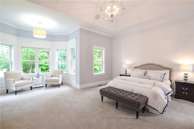 00 Tipping Rock Dr, East Greenwich, RI 02818 - bedroom with light carpet, ornamental molding, and a chandelier