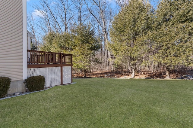 view of yard with a wooden deck